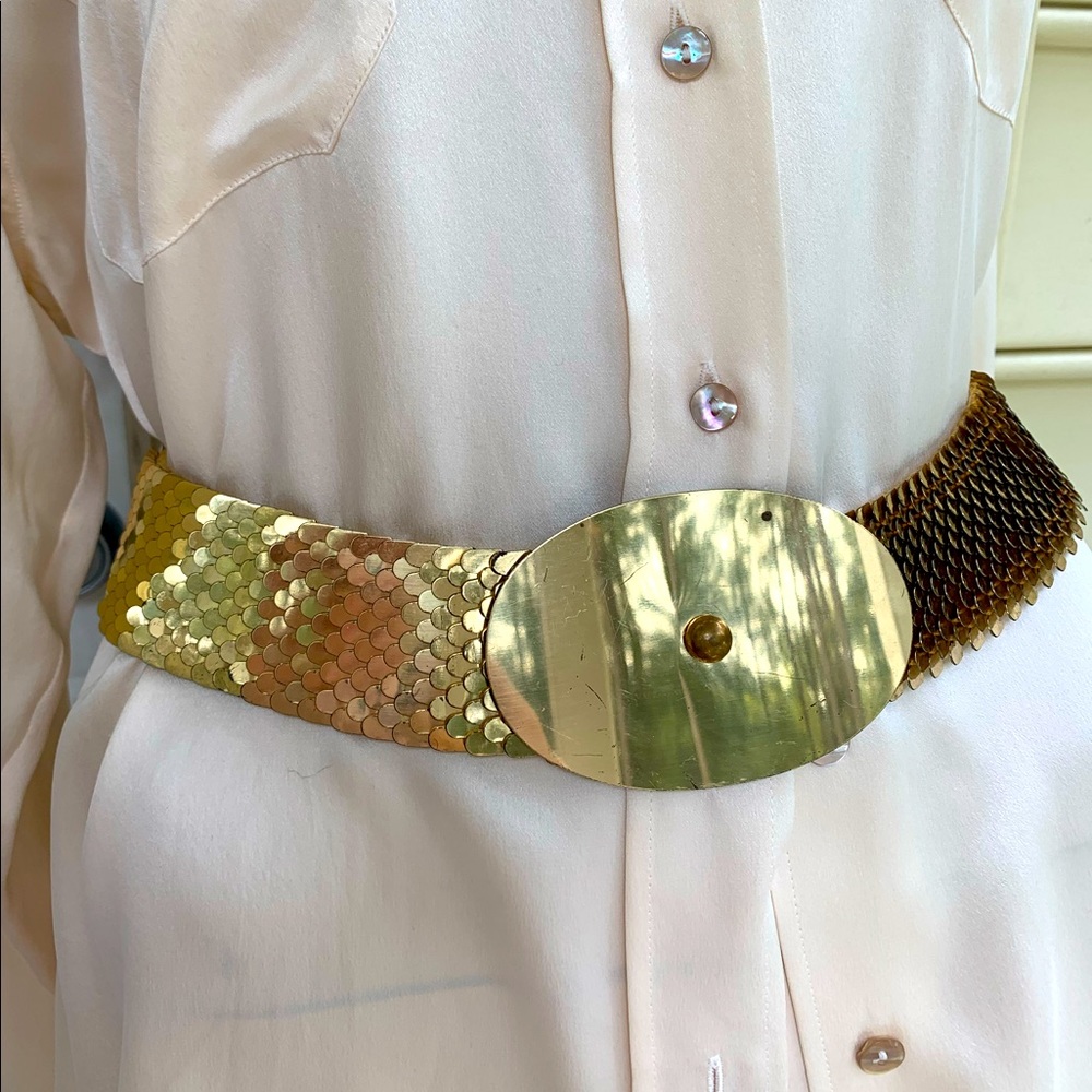 Vintage 80’s snake scale gold tone stretch belt